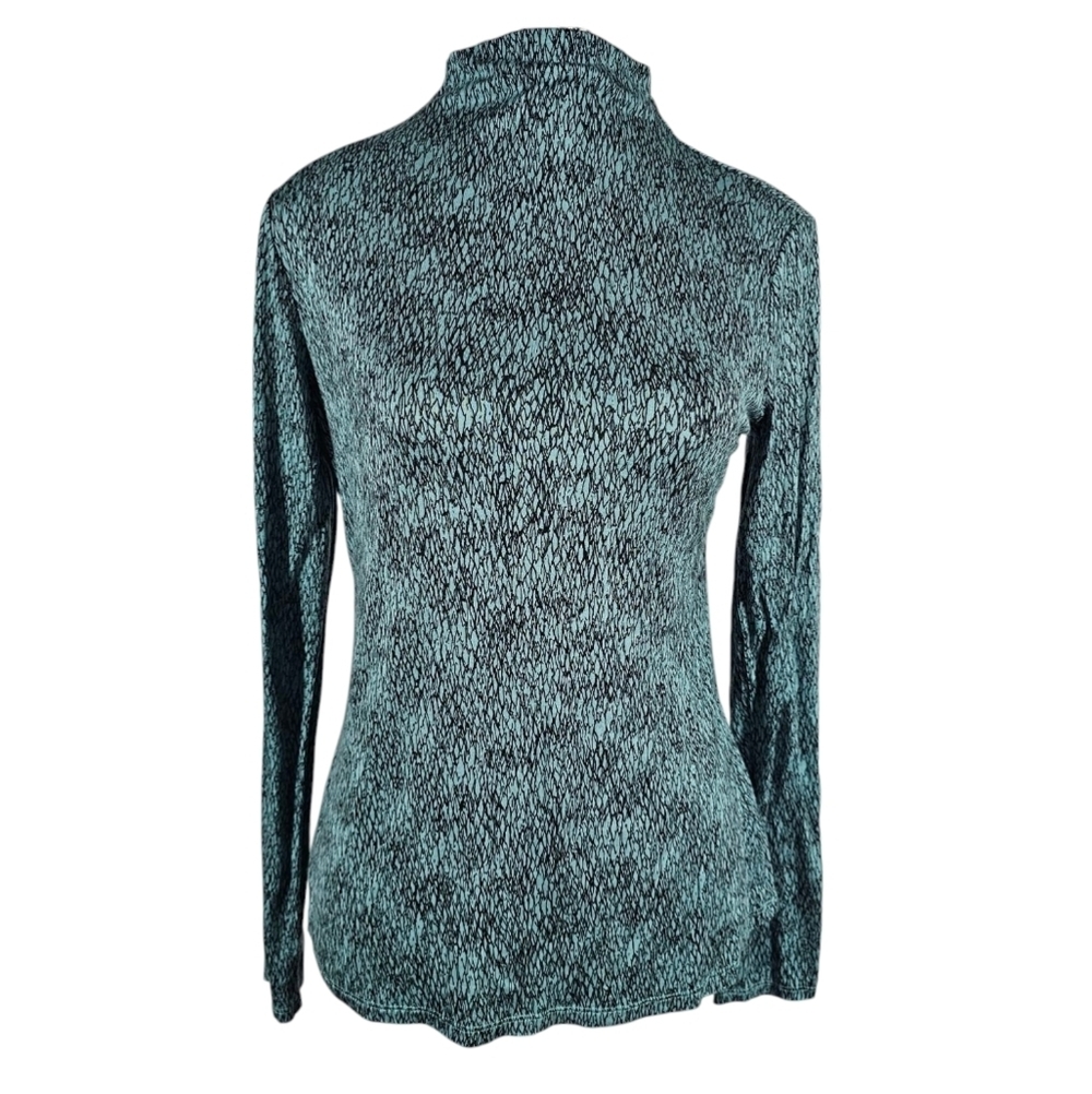 Worthington Green Fitted Blouse with Mandarin Collar Size Medium